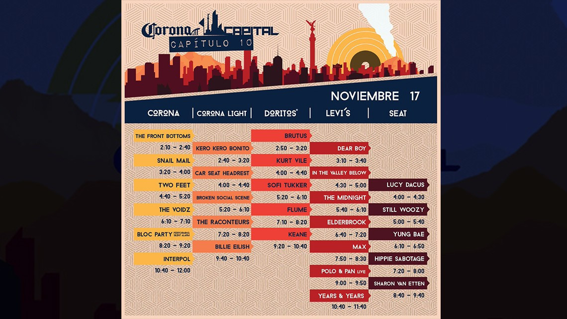 Listos los horarios del Corona Capital 2019