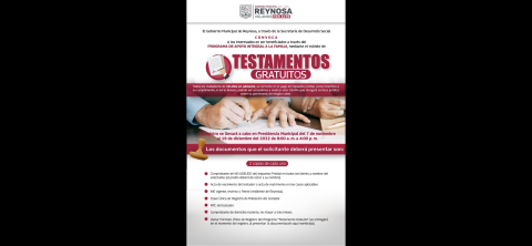 Últimos días de Testamentos Gratuitos del Gobierno de Reynosa