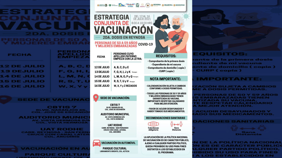Invita Alcaldesa a segunda dosis anti COVID-19 a 50-59 y embarazadas 