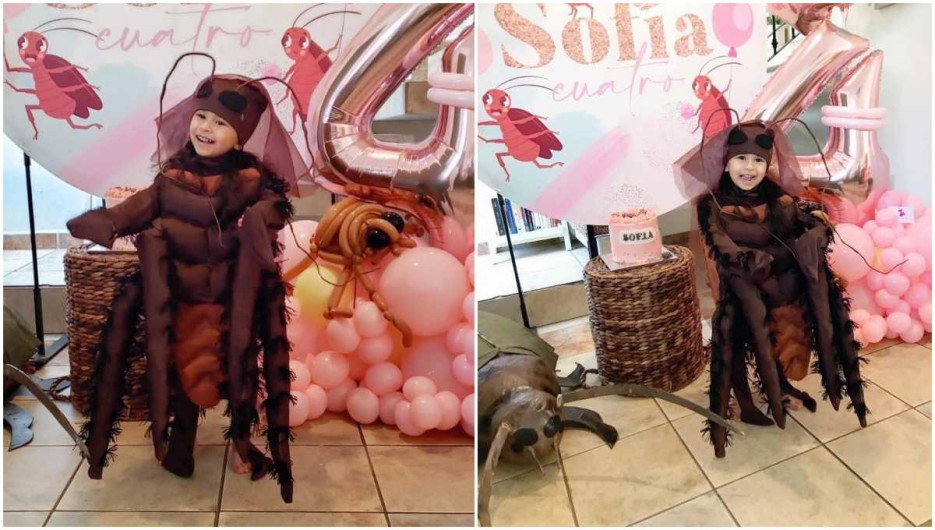 Niña celebra su fiesta de cumpleaños con temática de cucarachas