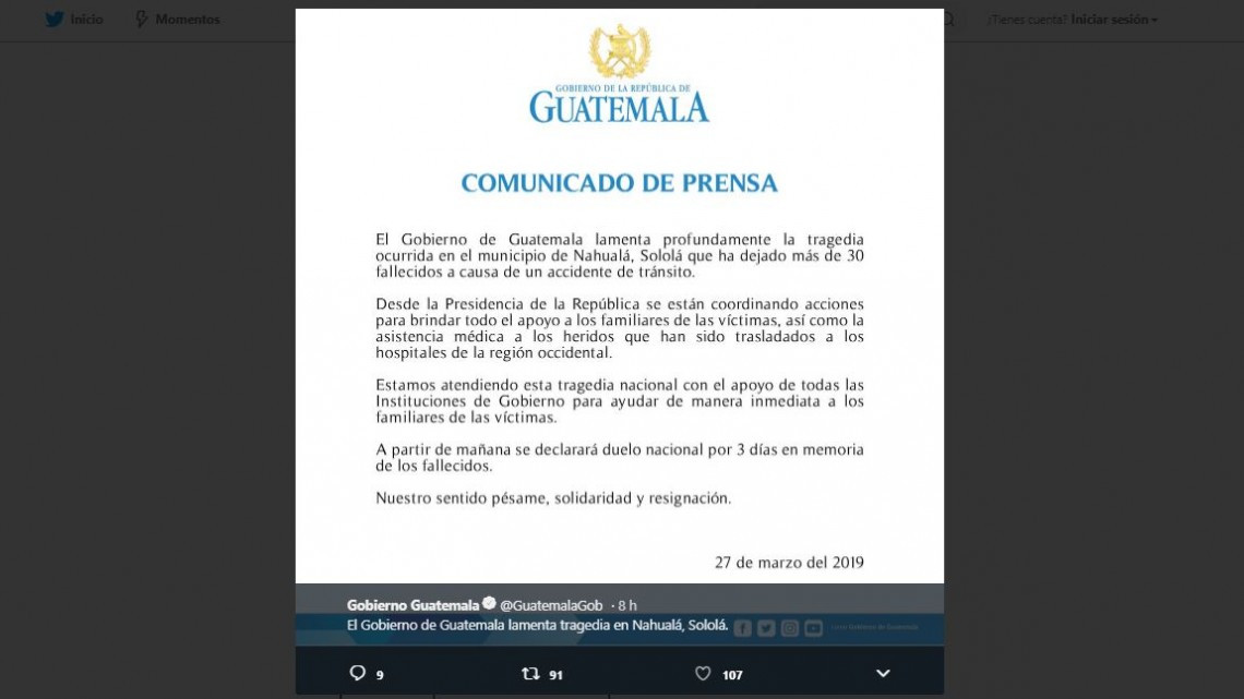 Al menos 30 muertos en Guatemala al ser atropellados por un vehículo pesado
