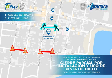 Vías cerradas por instalación de pista de hielo