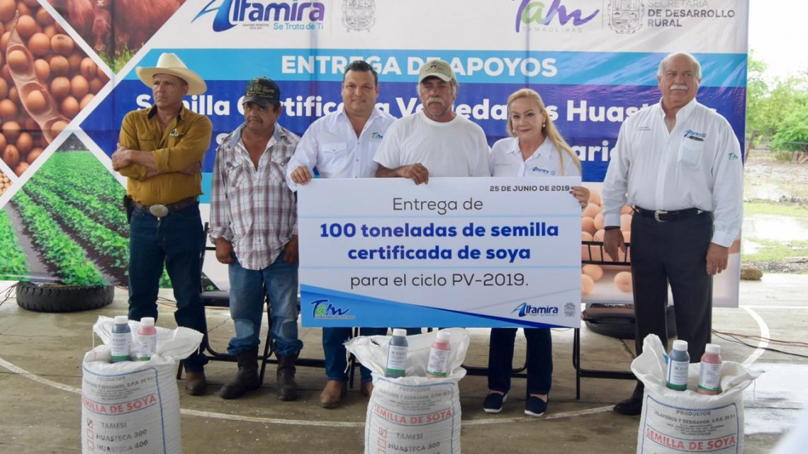 Entregan 100 toneladas de semilla de soya certificada a productores de Altamira