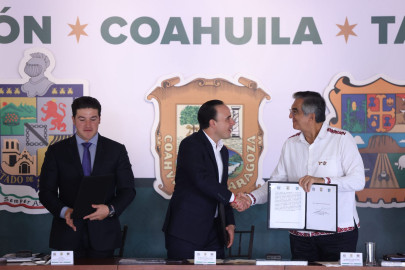 Firma Américo convenio de seguridad con gobernadores de Coahuila y Nuevo León