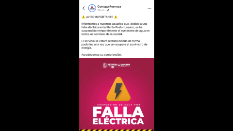 Reportan suspensión en planta potabilizadora Pastor Lozano