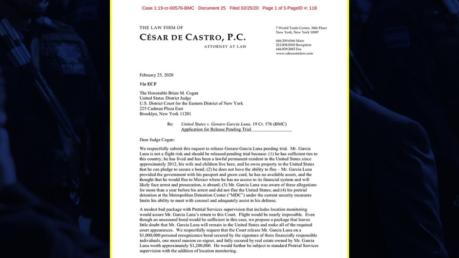 García Luna pide a juez libertad bajo fianza