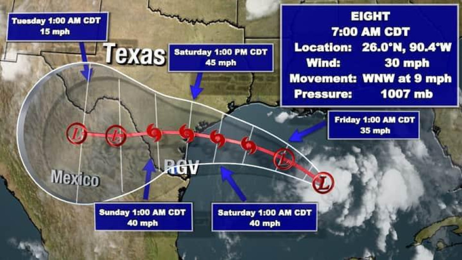 Tormenta tropical llegaría a las costas del sur de Texas en las próximas 48 horas