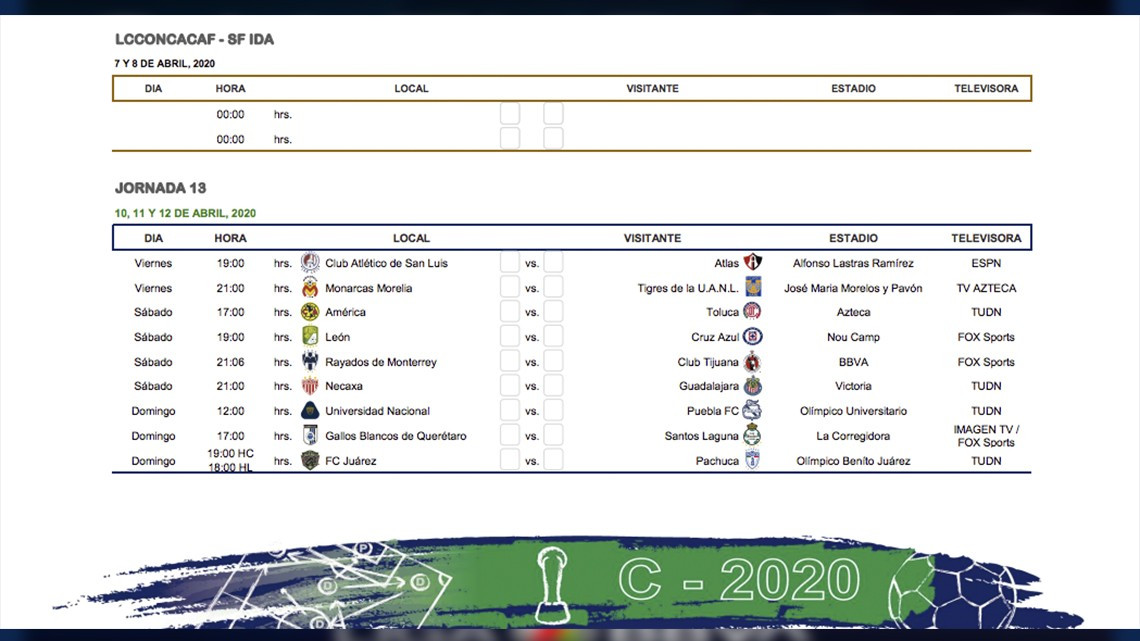 Conoce el calendario completo para el Torneo Clausura 2020 de Liga Mx