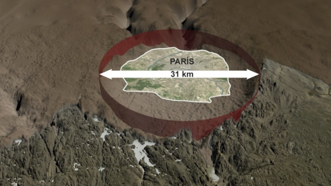 Descubren uno de los mayores cráteres en el mundo