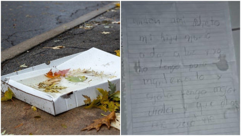 Abuelito abandona a bebé en una caja de pizza