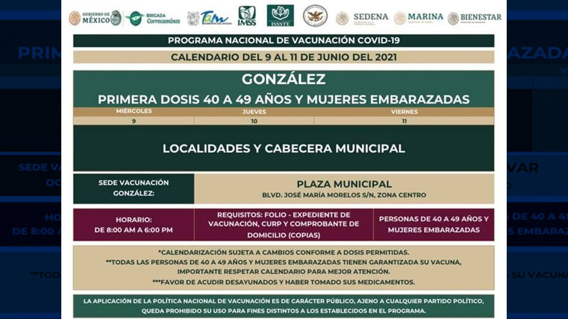 Inicia vacunación contra Covid-19 a personas de 40 a 49 Nuevo Laredo y otros 7 municipios 