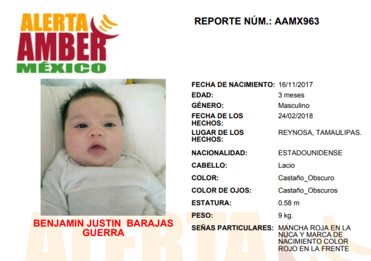 #AlertaAmber ayuda a encontrar a Benjamín