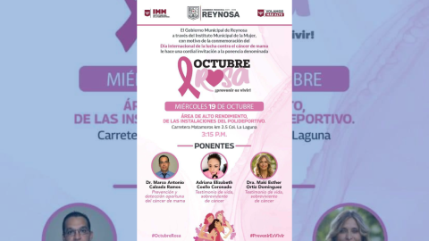 Presentarán en Reynosa ponencias de Octubre Rosa, Prevenir es vivir