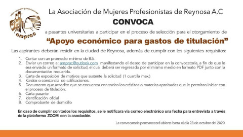 Apoya AMPRAC a jóvenes universitarias con beca de titulación