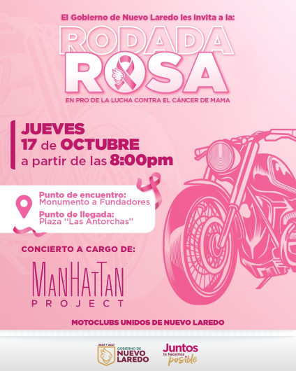 Invita alcaldesa Carmen Lilia Canturosas a 'Rodada Rosa'