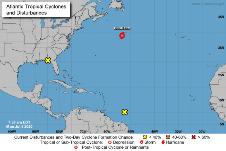 Tormenta tropical "Edouard" se forma en el Atlántico Norte