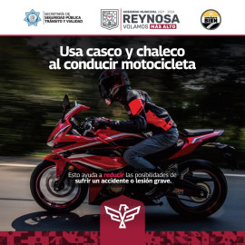 Recomienda Gobierno de Reynosa usar protección al conducir motocicletas