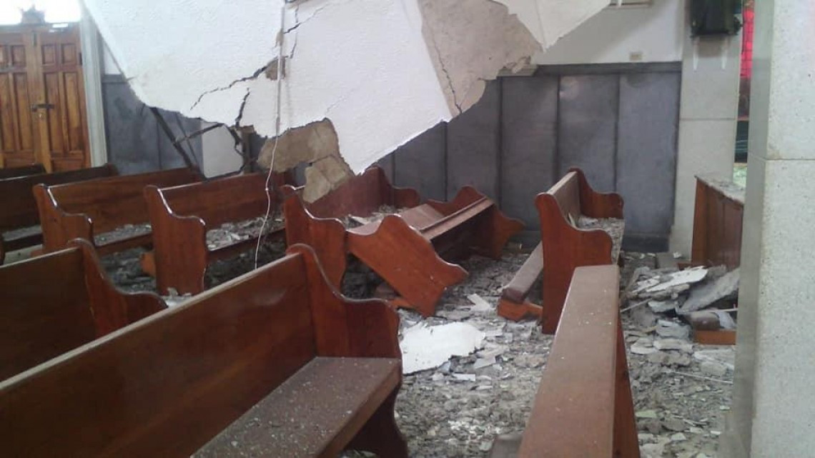 Colapsa techo de la iglesia de Guadalupe