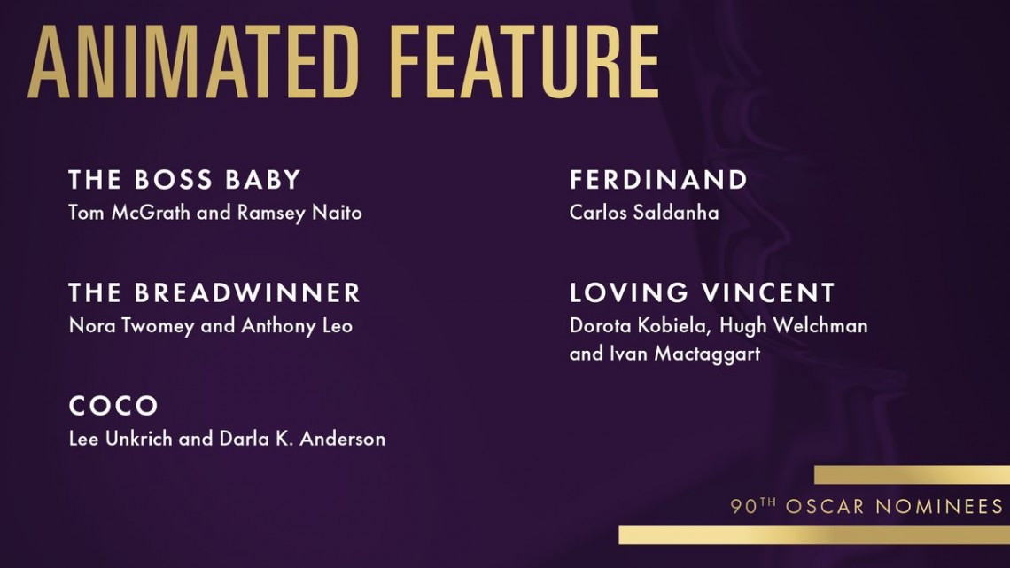 ¡Lista de nominados al Oscar 2018!
