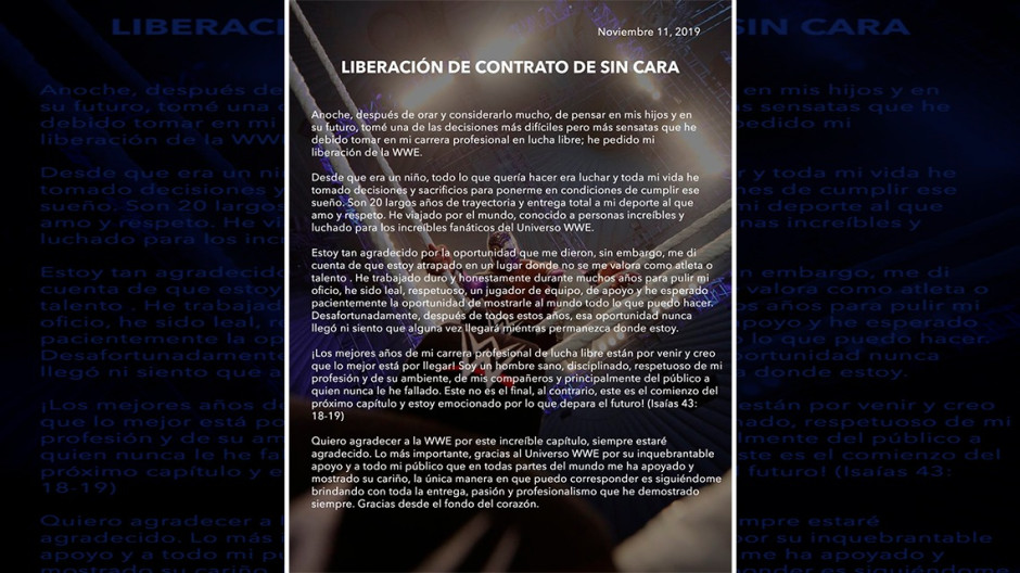 ‘Sin Cara’ pide su salida de la WWE