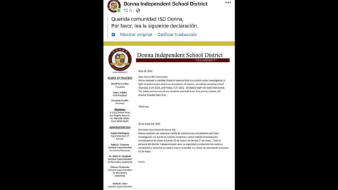 Suspenden clases en Donna, Texas por amenaza de violencia