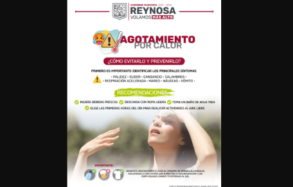 Recomienda Gobierno de Reynosa prevenir agotamiento y deshidratación 