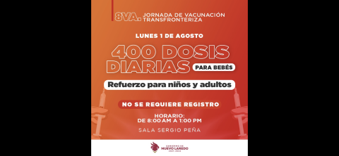 Iniciará octava jornada de vacunación transfronteriza