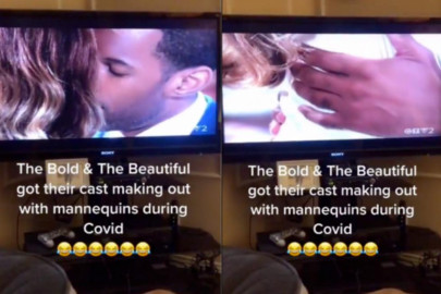 Actor besa a maniquí para evitar el Covid-19