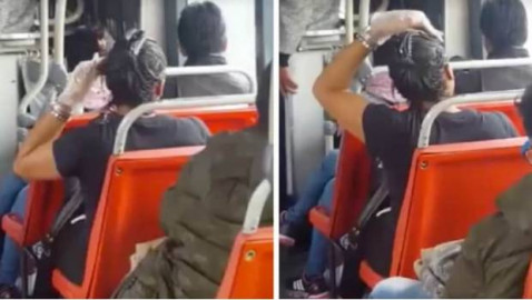 Aplica tinte de cabello a bordo de microbús