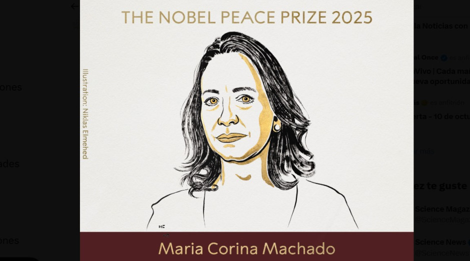 María Corina Machado, opositora de Maduro, gana el Premio Nobel de la Paz 2025