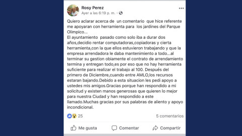 Solicita directora equipo de limpieza para el parque Olímpico 