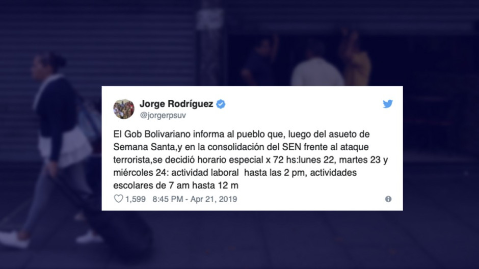 Establecen en Venezuela horarios especiales por 72 horas por cortes de luz