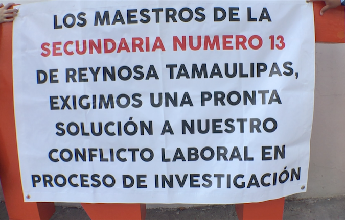 Piden maestros solución a conflicto en Secundaria 13 de Reynosa