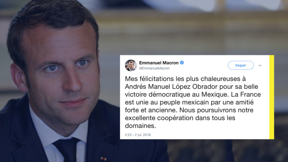 Emmanuel Macron felicita a López Obrador por victoria electoral