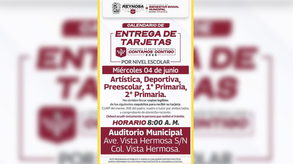 Entregarán más Becas Municipales Contamos Contigo 2025 en Reynosa