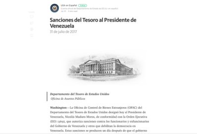 EU aplica sanciones a Venezuela