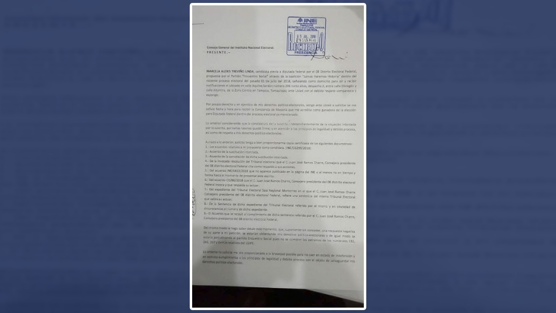Chica del clima exige su constancia de mayoría cómo diputada federal por Tampico