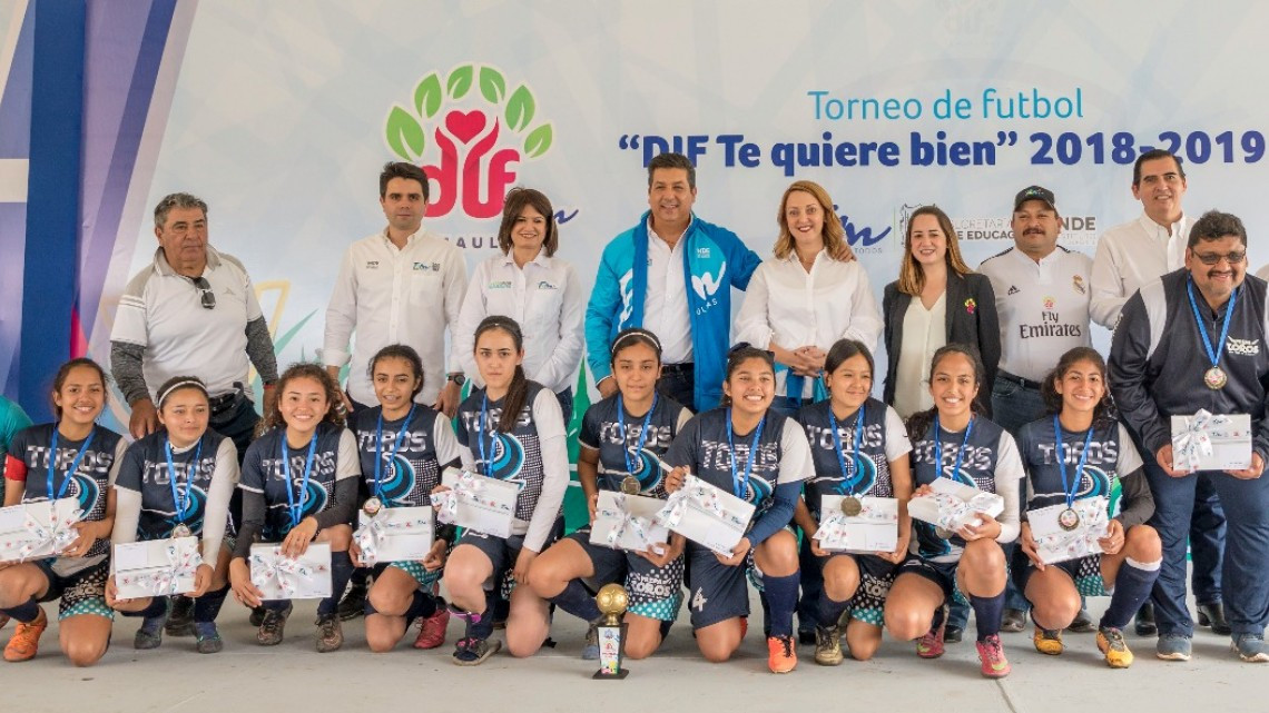 Gobernador del Estado y Presidenta del DIF Tamaulipas Premian a ganadores del Torneo de Futbol “DIF Te Quiere Bien”