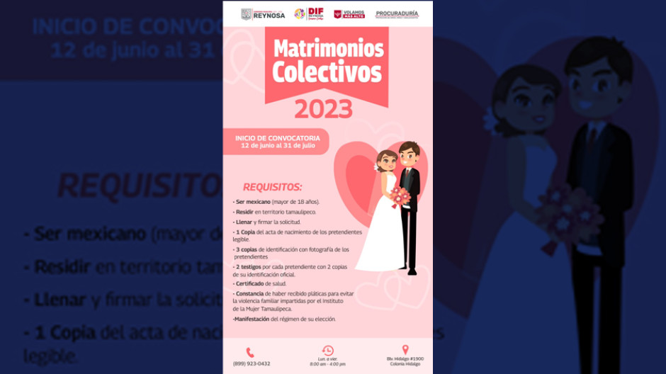 Llama DIF Reynosa a participar en Campaña de Matrimonios Colectivos 2023