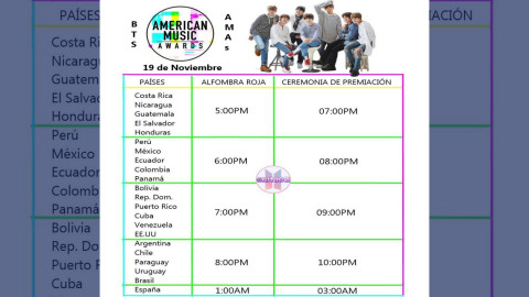 Aquí el horario de los American Music Awards 2017