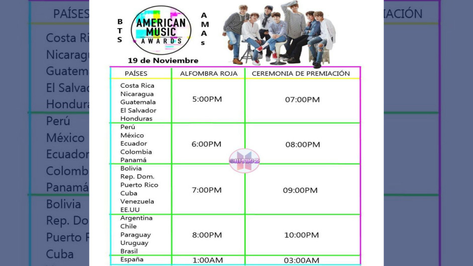 Aquí el horario de los American Music Awards 2017