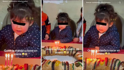 'Quién la manda nacer en enero’: Niña celebra su cumpleaños con una rosca de reyes