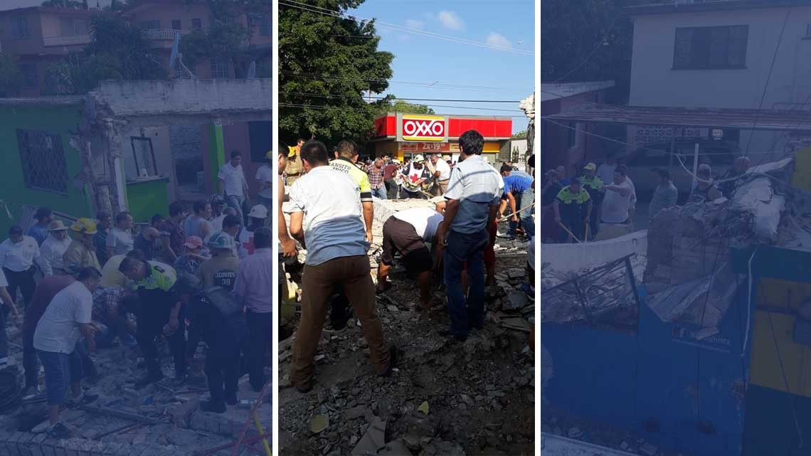 Cae loza y deja atrapados a tres personas