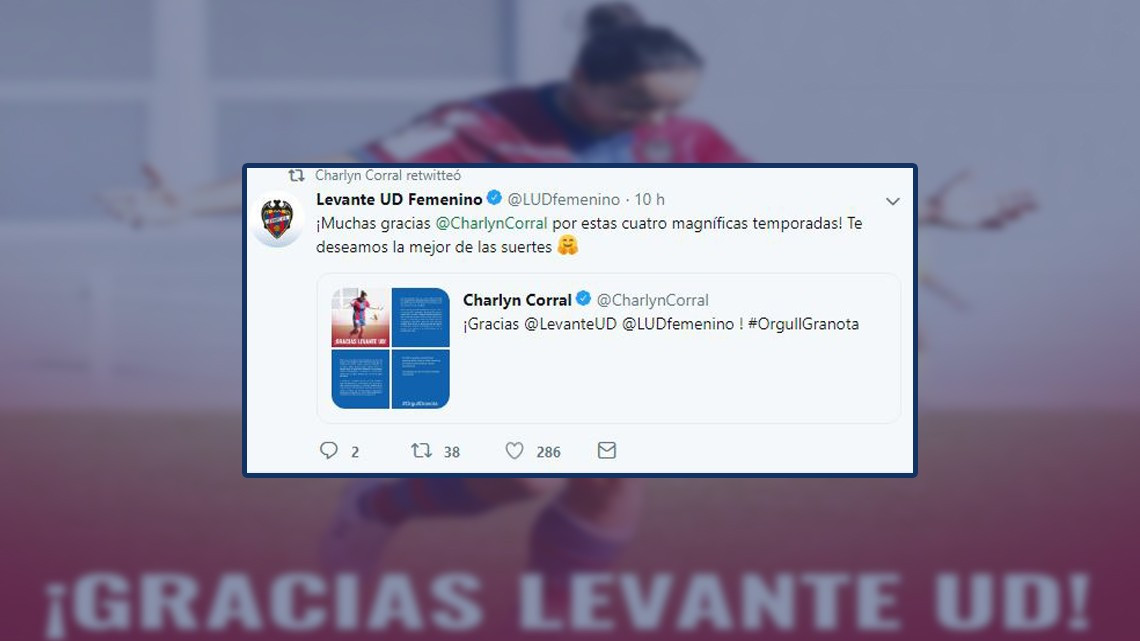 Charlyn Corral se despide del Levante