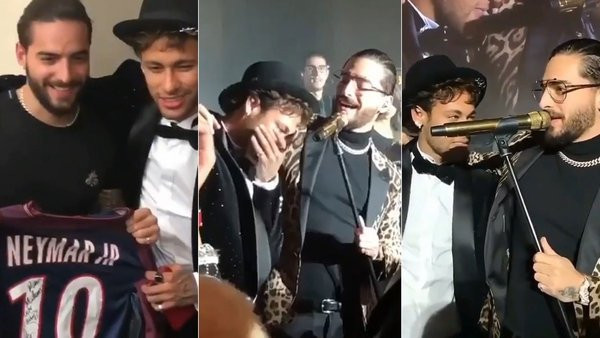 La emoción de Neymar cuando Maluma cantó en su cumpleaños 