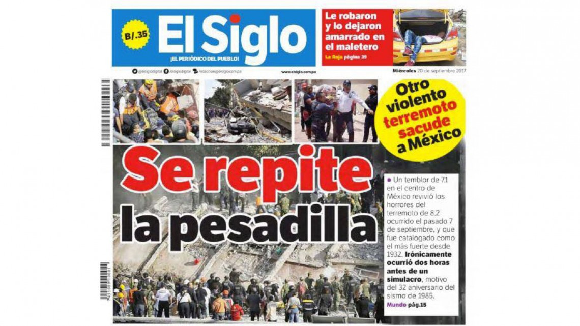 Sismo de México en portadas internacionales