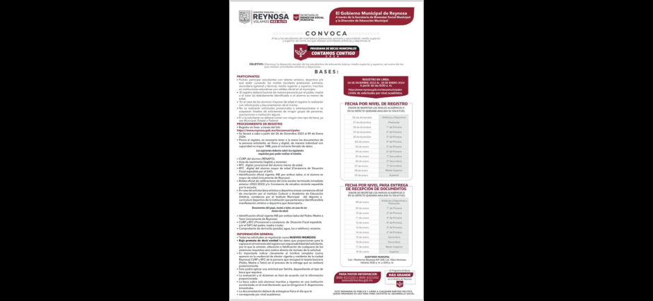 Abrió Gobierno de Carlos Peña Ortiz registró de Becas para Secundaria