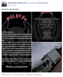 Molotov sufre nuevamente de robo de camión 