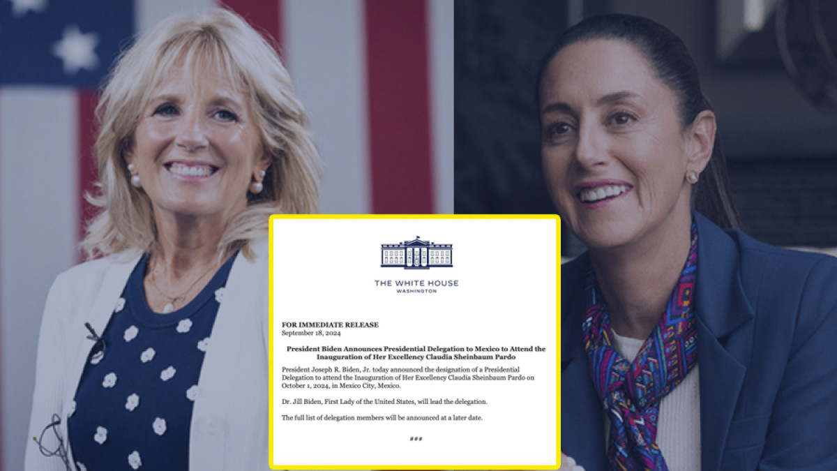 Jill Biden, primera dama de EU., asistirá a la toma de posesión de Sheinbaum