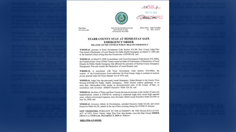 Condado Starr anuncia nuevo toque de queda ante incremento de casos de COVID-19